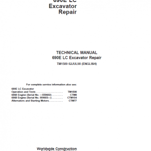 John Deere 690E LC Excavator Repair Service Manual