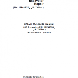 John Deere 85G Excavator Repair Service Manual (S.N after J017001 - )