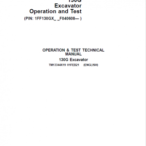 John Deere 130GLC Excavator Repair Service Manual (S.N after F040608 - )