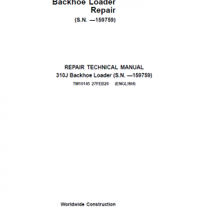 John Deere 310J Backhoe Loader Repair Service Manual (S.N before - 159759 )