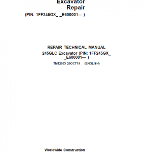 John Deere 245GLC Excavator Repair Service Manual (S.N after E600001 - )