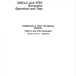 John Deere 330CLC, 370C Excavator Repair Service Manual