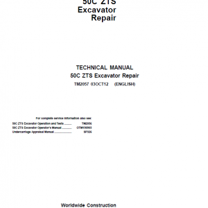 John Deere 50C ZTS Excavator Repair Service Manual