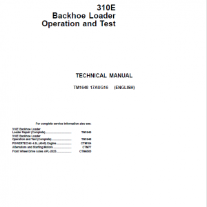 John Deere 310E Backhoe Loader Repair Technical Manual - Image 2