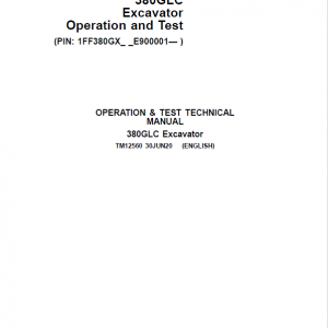 John Deere 380GLC Excavator Repair Technical Manual (S.N after E900001 - ) - Image 2