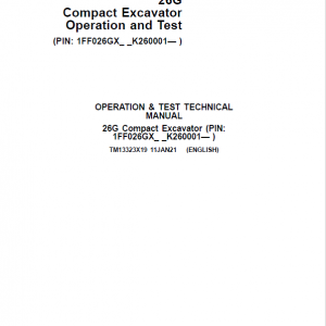 John Deere 26G Excavator Repair Technical Manual (S.N after K260001) - Image 2