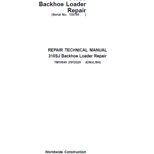 John Deere 310SJ Backhoe Loader Repair Service Manual (S.N after 159760 - )