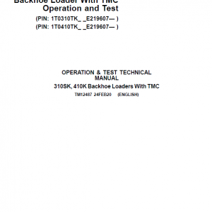 John Deere 310SK, 410K Backhoe Loader (TMC) Repair Service Manual (S.N after E219607 - )