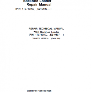 John Deere 710K Backhoe Loader Repair Service Manual (S.N after E219607 - )