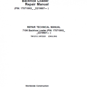 John Deere 710K Backhoe Loader Repair Service Manual (S.N after D219607 - )