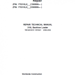 John Deere 310L Backhoe Loader Repair Service Manual (S.N after C390996 & D390996 - )