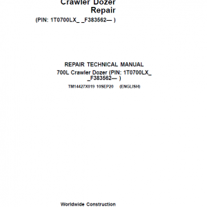 John Deere 700L Crawler Dozer Repair Service Manual (S.N after F383562 - )