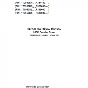 John Deere 950K Crawler Dozer Repair Service Manual (S.N after F334109 - )