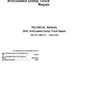 John Deere 250C Articulated Dump Truck Repair Service Manual