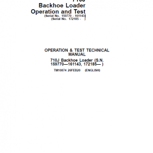 John Deere 710J Backhoe Loader Service Manual (S.N 159770 - 161143 and after 172185 - )