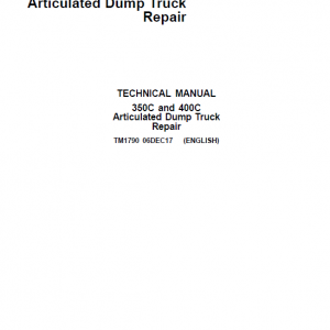 John Deere 350C, 400C Articulated Dump Truck Repair Service Manual