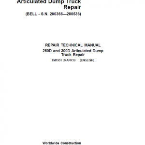 John Deere 250D, 300D Dump Truck Service Manual (BELL - S.N. 200366—200536)