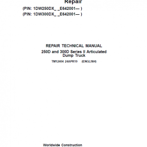 John Deere 250D, 300D Series 2 Dump Truck Service Manual (S.N. after E642001 - )