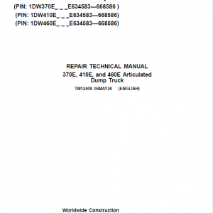 John Deere 370E, 410E, 460E Dump Truck Service Manual (S.N. E634583 - E668586 )