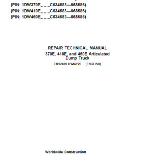 John Deere 370E, 410E, 460E Dump Truck Service Manual (S.N. C634583 - C668586 )