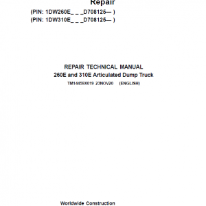 John Deere 260E, 310E Articulated Dump Truck Service Manual (S.N. D708125 - )