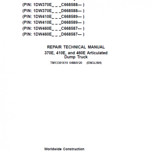 John Deere 370E, 410E, 460E Dump Truck Service Manual (S.N. after C634583 & D668586 - )