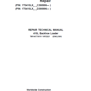 John Deere 410L Backhoe Loader Technical Manual (S.N C390996 & D390996 - )