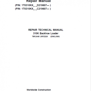 John Deere 310K Backhoe Loader Repair Technical Manual (S.N after C219607 & D219607 - ) - Image 2