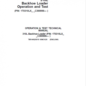 John Deere 310L Backhoe Loader Repair Technical Manual (S.N after C390996 & D390996 - ) - Image 2