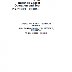 John Deere 310K Backhoe Loader Repair Technical Manual (S.N after E219607 - ) - Image 2