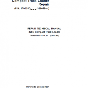 John Deere 325G Compact Track Loader Repair Service Manual (S.N after J328658 - )