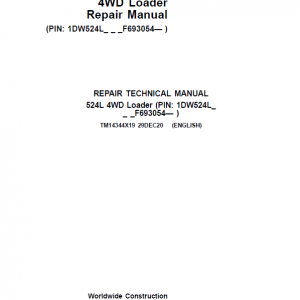 John Deere 524L 4WD Loader Repair Service Manual (S.N after F693054 - )