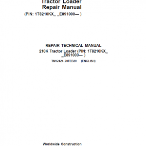 John Deere 210K Tractor Loader Repair Service Manual (S.N after E891000 -)