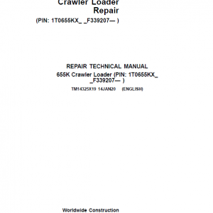 John Deere 655K Crawler Loader Repair Service Manual (S.N after F339207 - )