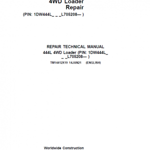 John Deere 444L 4WD Loader Repair Service Manual (S.N L705208 - )