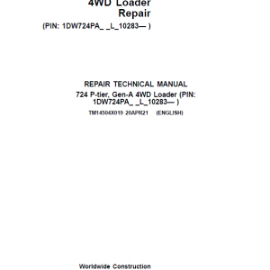 John Deere 724 P-Tier, Gen-A 4WD Loader Repair Service Manual (S.N L_10283 - )