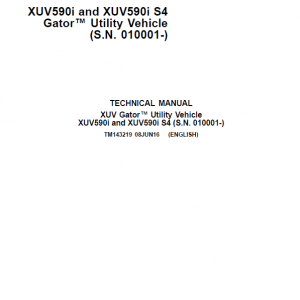 John Deere XUV590i, XUV590i S4 Gator Utility Vehicles Repair Service Manual