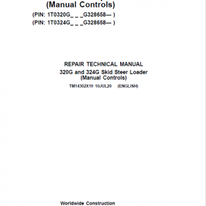 John Deere 320G, 324G SkidSteer Loader Service Manual (Manual Controls - S.N after G328658 )