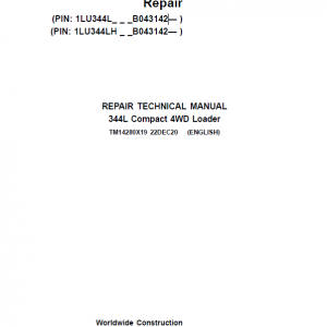 John Deere 344L Compact 4WD Loader Repair Service Manual (S.N after B043142 -)