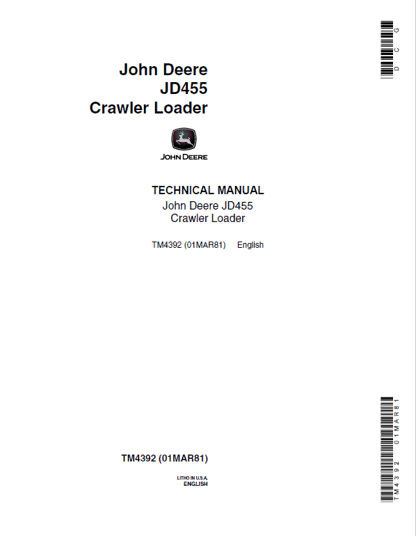 John Deere 455 Crawler Loader Repair Service Manual