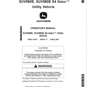 John Deere XUV560E, XUV560E S4 Gator Utility Vehicles Repair Manual (S.N 010001 - 040000) - Image 2