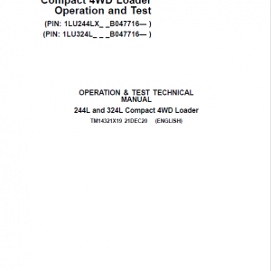 John Deere 244L, 324L Compact 4WD Loader Repair Technical Manual (S.N after B047716 - ) - Image 5