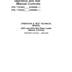 John Deere 320G, 324G SkidSteer Loader Technical Manual (Manual Controls - S.N after G328658 ) - Image 2