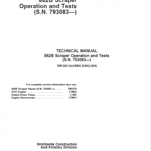 John Deere 862B Scraper Repair Technical Manual (S.N after 793083) - Image 2