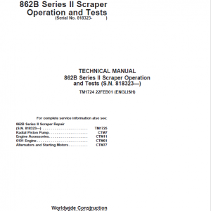 John Deere 862B Series II Scraper Repair Technical Manual (S.N after 818323) - Image 2