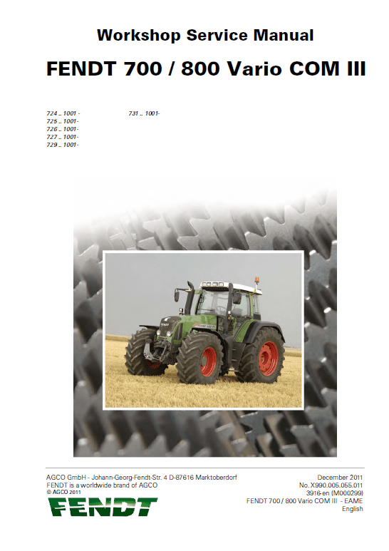 Fendt 818, 820 Vario COM III Tractors Workshop Repair Manual