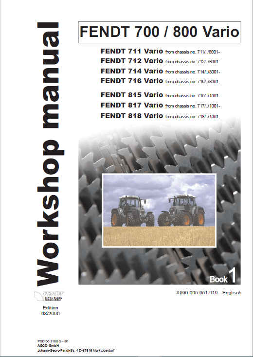 Fendt 711, 712, 714, 716 Vario COM II Tractors Workshop Repair Manual