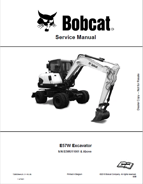 Bobcat E57W Excavator Repair Service Manual