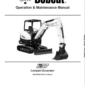 Bobcat E37 Excavator Operation & Maintenance Manual