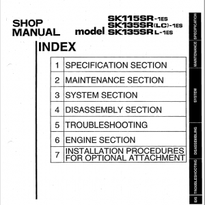 Kobelco SK115SR-1ES,SK135SR-1ES, SK135SRLC-1ES,SK135SRL-1ES Excavator Repair Manual